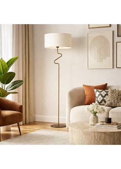 Klasyczna lampa stojąca do sypialni MORONI z tkaninowym abażurem ecru ze sklepu Lysne w kategorii Lampy podłogowe - zdjęcie 189342635