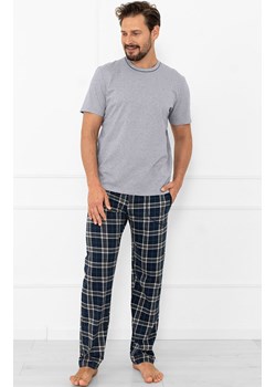 Piżama męska z krótkim rękawem i długimi spodniami szara Andreas, Kolor szaro-granatowy, Rozmiar M, Italian Fashion ze sklepu Primodo w kategorii Piżamy męskie - zdjęcie 189342885