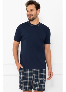 Piżama męska z krótkim rękawem i krótkimi spodniami granatowa Andreas, Kolor granatowy-kratka, Rozmiar M, Italian Fashion ze sklepu Primodo w kategorii Piżamy męskie - zdjęcie 189342888