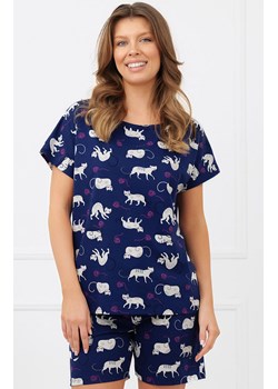 Bawełniana piżama damska w koty Mimi, Kolor granatowy-wzór, Rozmiar S, Italian Fashion ze sklepu Primodo w kategorii Piżamy damskie - zdjęcie 189342897