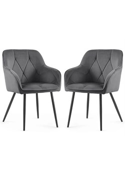 Zestaw 2 grafitowych krzeseł pikowanych - Lorviano ze sklepu Edinos.pl w kategorii Krzesła - zdjęcie 189343008
