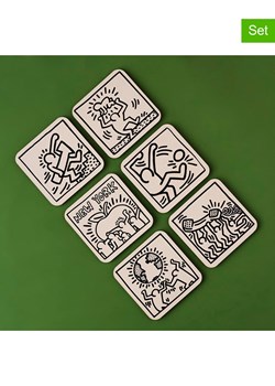 BELLA MAISON Podkładki (6 szt.) "Keith Haring" w kolorze czarno-białym - 10 x 10 cm ze sklepu Limango Polska w kategorii Akcesoria kuchenne - zdjęcie 189345579