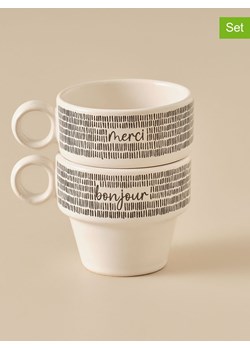 BELLA MAISON Filiżanki (2 szt.) "Merci" w kolorze biało-czarnym do kawy - 105 ml ze sklepu Limango Polska w kategorii Naczynia - zdjęcie 189345755