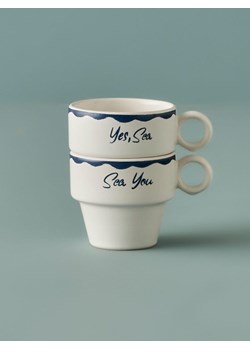 BELLA MAISON Filiżanki (2 szt.) "Marine" w kolorze biało-niebieskim do kawy - 105 ml ze sklepu Limango Polska w kategorii Naczynia - zdjęcie 189345769