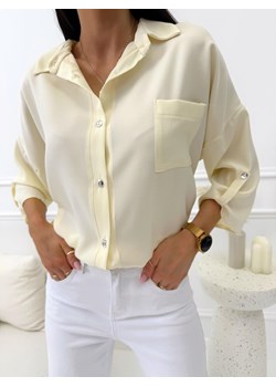 Jasnożółta Koszula Damska Plus Size ze sklepu ModnaKiecka.pl w kategorii Koszule damskie - zdjęcie 189346285