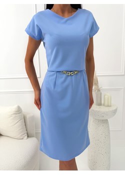 Błękitna Taliowana Sukienka ze sklepu ModnaKiecka.pl w kategorii Sukienki - zdjęcie 189346309