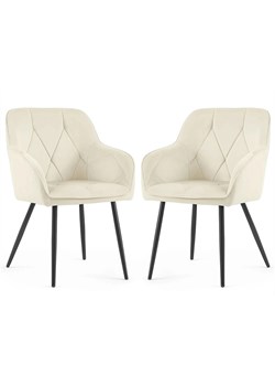 Zestaw 2 kremowych krzeseł welurowych - Lorviano ze sklepu Edinos.pl w kategorii Krzesła - zdjęcie 189347036