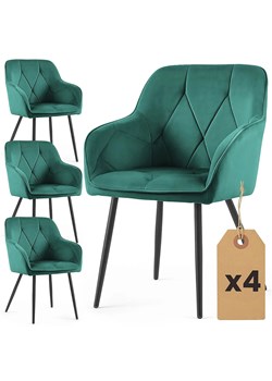 Zestaw 4 zielonych krzeseł welurowych - Lorviano ze sklepu Edinos.pl w kategorii Krzesła - zdjęcie 189347197