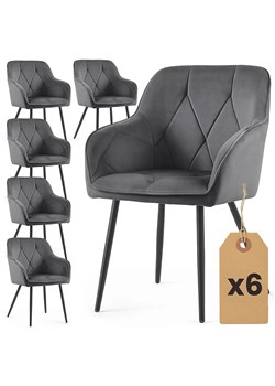 Zestaw 6 grafitowych krzeseł pikowanych - Lorviano ze sklepu Edinos.pl w kategorii Krzesła - zdjęcie 189347239