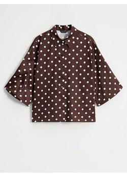 Mohito - Brązowa koszula z bufiastymi rękawami - ciemnobrązowy ze sklepu Mohito w kategorii Koszule damskie - zdjęcie 189347747