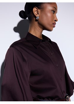 Mohito - Brązowa koszula z bufiastymi rękawami - ciemnobrązowy ze sklepu Mohito w kategorii Koszule damskie - zdjęcie 189347915