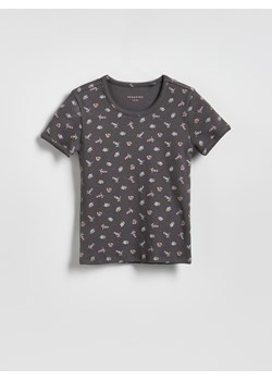 Reserved - Wzorzysty t-shirt - ciemnoszary ze sklepu Reserved w kategorii Bluzki dziewczęce - zdjęcie 189348365