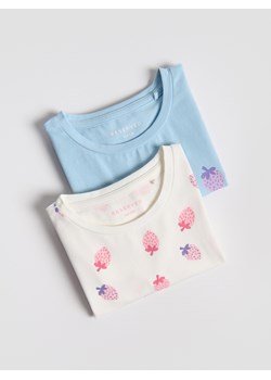 Reserved - Bawełniany t-shirt 2 pack - wielobarwny ze sklepu Reserved w kategorii Bluzki dziewczęce - zdjęcie 189348597