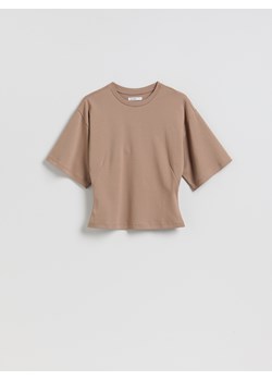 Reserved - Taliowany t-shirt - beżowy ze sklepu Reserved w kategorii Bluzki damskie - zdjęcie 189348658