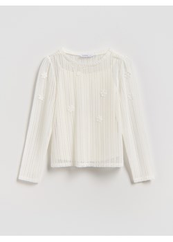 Reserved - Dzianinowa bluzka z topem - złamana biel ze sklepu Reserved w kategorii Bluzki dziewczęce - zdjęcie 189348709