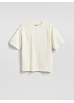 Reserved - Bawełniany t-shirt - złamana biel ze sklepu Reserved w kategorii T-shirty chłopięce - zdjęcie 189348835