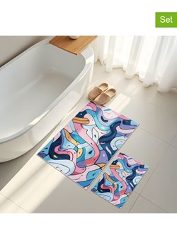 Elizabed Dywaniki łazienkowe (2 szt.) w kolorze niebiesko-różowym ze sklepu Limango Polska w kategorii Akcesoria łazienkowe - zdjęcie 189349546