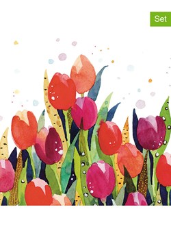 ppd Serwetki (40 szt.) "Tulip Splash" w kolorze czerwono-zielonym ze sklepu Limango Polska w kategorii Akcesoria kuchenne - zdjęcie 189351926