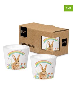 ppd Kieliszki (2 szt.) w kolorze jasnobrązowo-białym na jajka - Ø 5,2 cm ze sklepu Limango Polska w kategorii Naczynia - zdjęcie 189352016