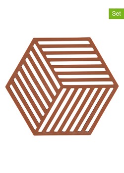Zone Denmark Podkładki (2 szt.) "Hexagon" w kolorze pomarańczowym - 16 x 14 cm ze sklepu Limango Polska w kategorii Akcesoria kuchenne - zdjęcie 189357919