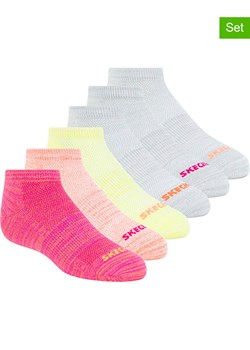 Skechers Skarpety (6 par) w kolorze jasnoszaro-różowo-żółtym ze sklepu Limango Polska w kategorii Skarpetki dziecięce - zdjęcie 189358546