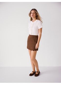 Reserved - Lniana spódnica mini - brązowy ze sklepu Reserved w kategorii Spódnice - zdjęcie 189363046