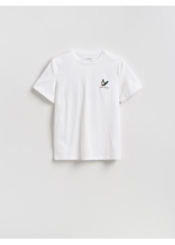 Reserved - T-shirt regular z bawełny merceryzowanej - biały ze sklepu Reserved w kategorii T-shirty męskie - zdjęcie 189364666