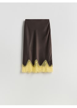 Reserved - Spódnica z kontrastową wstawką - ciemnobrązowy ze sklepu Reserved w kategorii Spódnice - zdjęcie 189364829