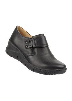 Wygodne półbuty damskie ze skóry naturalnej Helios Komfort 640S, czarne ze sklepu ulubioneobuwie w kategorii Półbuty damskie - zdjęcie 189364925