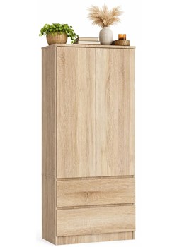 Szafa z 2 szufladami i drążkiem dąb sonoma W9-P03 ze sklepu Edinos.pl w kategorii Szafy - zdjęcie 189364985