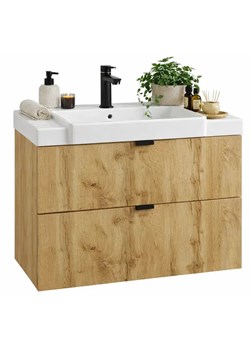 Szafka łazienkowa z 2 szufladami złoty dąb 60cm W8-P60 ze sklepu Edinos.pl w kategorii Szafki i regały łazienkowe - zdjęcie 189364986