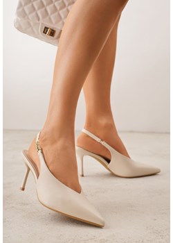 Beżowe Szpilki Slingback VICES z Cholewką z Wycięciem V Natonale ze sklepu renee.pl w kategorii Czółenka - zdjęcie 189365398