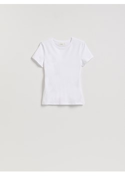 Reserved - T-shirt slim fit - biały ze sklepu Reserved w kategorii Bluzki damskie - zdjęcie 189365536