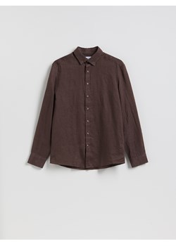 Reserved - Lniana koszula regular fit - ciemnobrązowy ze sklepu Reserved w kategorii Koszule męskie - zdjęcie 189368547