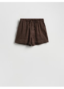 Reserved - Lniane szorty - ciemnobrązowy ze sklepu Reserved w kategorii Szorty - zdjęcie 189368576