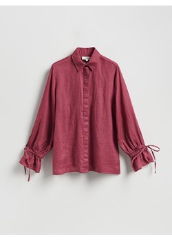 Reserved - Lniana koszula z wiązaniami - brudny róż ze sklepu Reserved w kategorii Bluzki damskie - zdjęcie 189368599