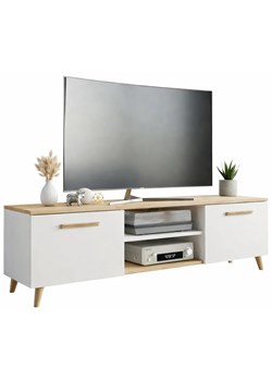 Biała Szafka Rtv Na Nóżkach B1-S29 ze sklepu Edinos.pl w kategorii Szafki RTV - zdjęcie 189370615