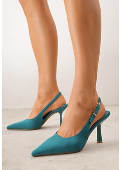 Zielone Szpilki VICES z Imitacji Zamszu z Odkrytą Piętą i Podłużną Klamrą Natterea ze sklepu born2be.pl w kategorii Czółenka - zdjęcie 189373658