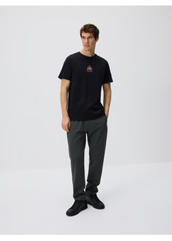 Reserved - T-shirt regular z bawełny merceryzowanej - czarny ze sklepu Reserved w kategorii T-shirty męskie - zdjęcie 189373919