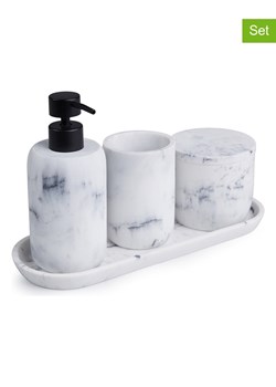 Lifa Living 4-częściowy zestaw "Luxe" w kolorze biało-szarym ze sklepu Limango Polska w kategorii Dozowniki do mydła - zdjęcie 189378689