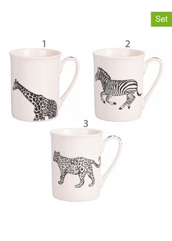 Villa d´Este Kubki (3 szt.) "Safari" w kolorze biało-czarnym - 310 ml ze sklepu Limango Polska w kategorii Dzbanki i zaparzacze - zdjęcie 189379868