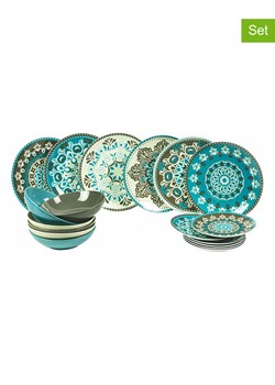 Villa d´Este 18-częściowy zestaw talerzy "Cala Jondal" w kolorze błękitno-turkusowym ze sklepu Limango Polska w kategorii Naczynia - zdjęcie 189380118