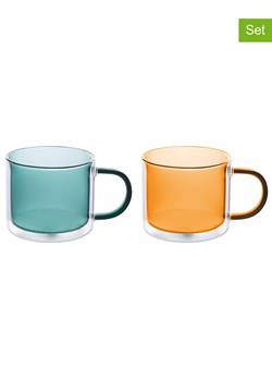 Villa d´Este Szklanki (2 szt.) w kolorze zielonym i pomarańczowym do kawy - 280 ml ze sklepu Limango Polska w kategorii Dzbanki i zaparzacze - zdjęcie 189380188