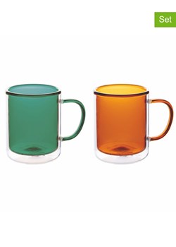 Villa d´Este Szklanki (2 szt.) w kolorze zielonym i pomarańczowym do kawy - 310 ml ze sklepu Limango Polska w kategorii Dzbanki i zaparzacze - zdjęcie 189380198