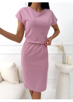 Pudrowa Taliowana Sukienka ze sklepu ModnaKiecka.pl w kategorii Sukienki - zdjęcie 189382955