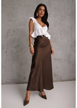 Brązowa Satynowa Spódnica Maxi High Waist Formia ze sklepu renee.pl w kategorii Spódnice - zdjęcie 189383279