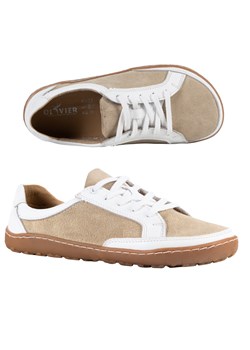 Buty barefoot damskie Olivier 106MP – anatomiczne buty skórzane białe z beżem ze sklepu butyolivier w kategorii Półbuty damskie - zdjęcie 189383645