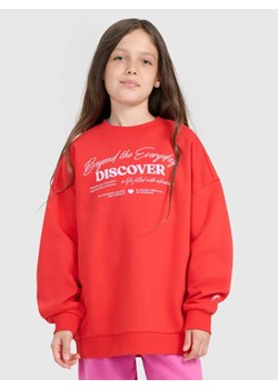 Dziewczęca bluza nierozpinana bez kaptura 4F 4FJRAW25TSWSF2428 - czerwona ze sklepu Sportstylestory.com w kategorii Bluzy dziewczęce - zdjęcie 189383788