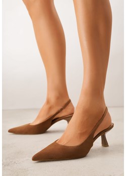 Brązowe Czółenka z Odkrytą Piętą VICES na Obcasie Kaczuszka Anatema ze sklepu born2be.pl w kategorii Czółenka - zdjęcie 189384548