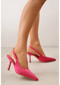 Fuksjowe Szpilki VICES z Imitacji Zamszu z Odkrytą Piętą i Podłużną Klamrą Natterea ze sklepu born2be.pl w kategorii Czółenka - zdjęcie 189384575